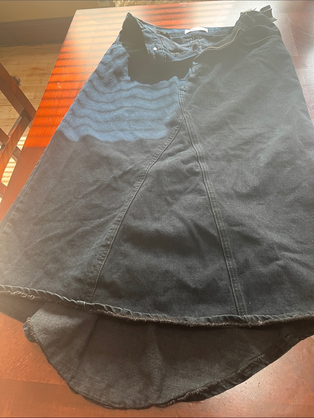 Zara Black High-Low Denim Skirt